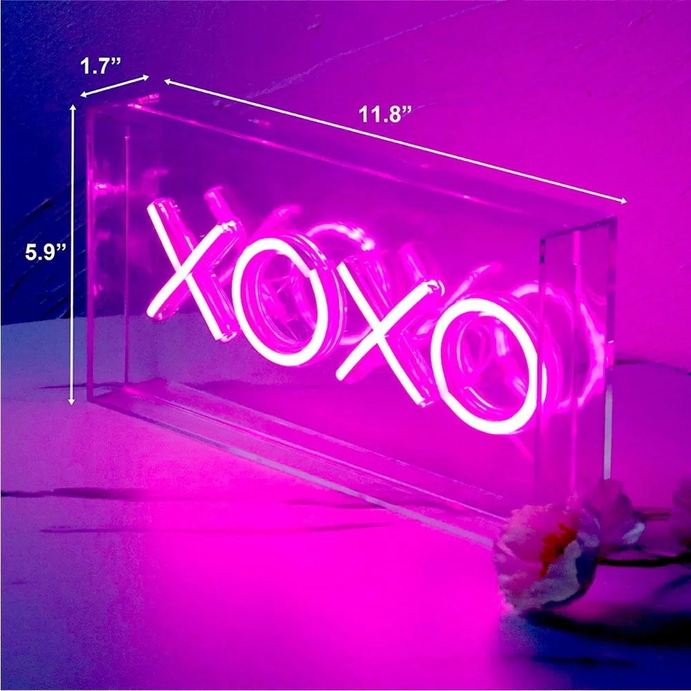 XOXO Pink Neon LED Hugs Kisses Light Cute Kawaii Wall Room Decor Gift/Present